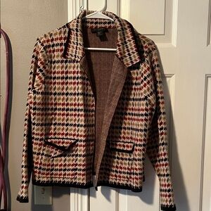 J. Crew Women's Houndstooth Blazer - Black, Red, Cream